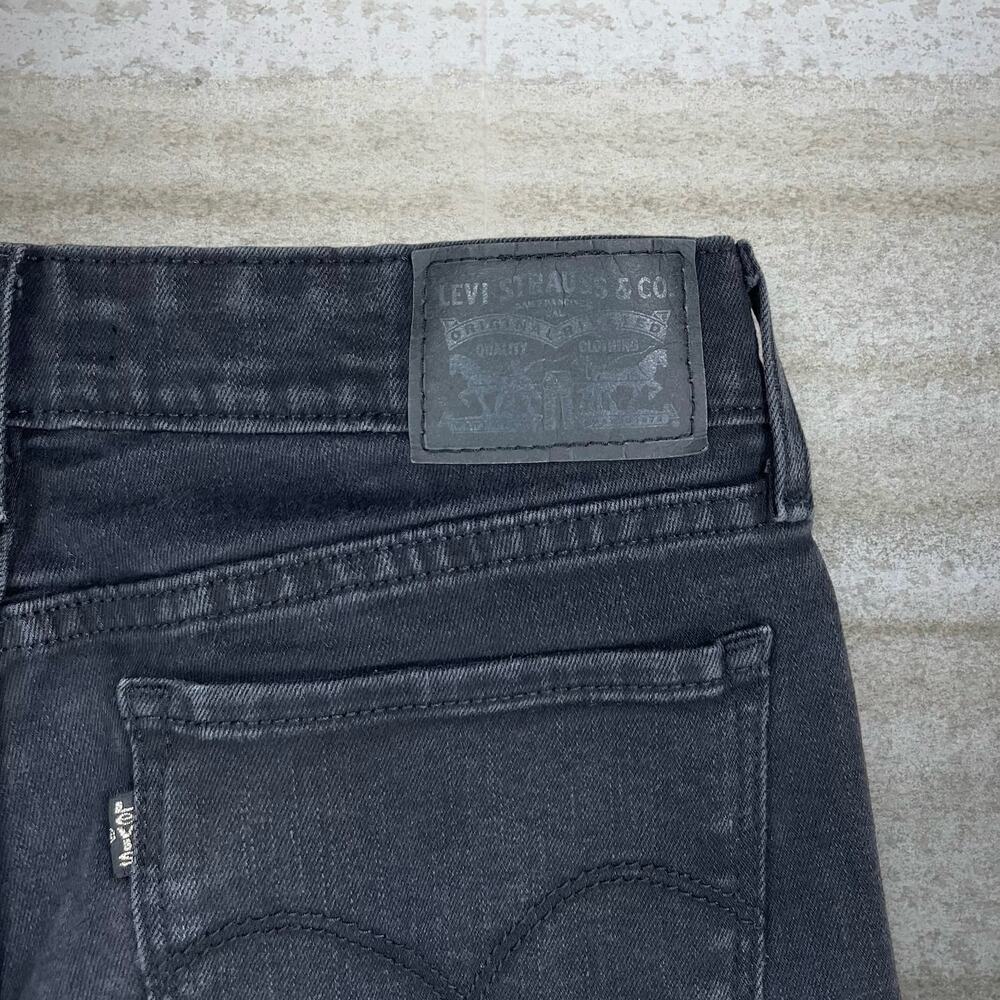 Vintage Y2K Levis Jeans 711 30x26 Skinny Fit Jet Black Wash Denim Black Tab - Picture 4 of 6